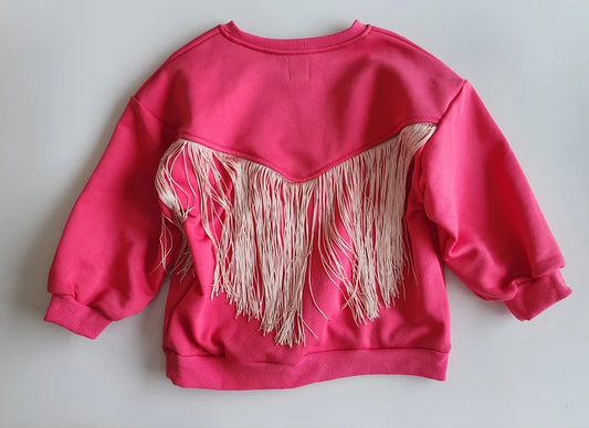 Dark pink fringe sweatshirt