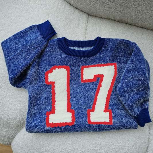 Fuzzy 17 jersey sweater