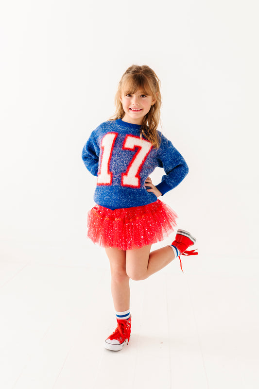 Fuzzy 17 jersey sweater