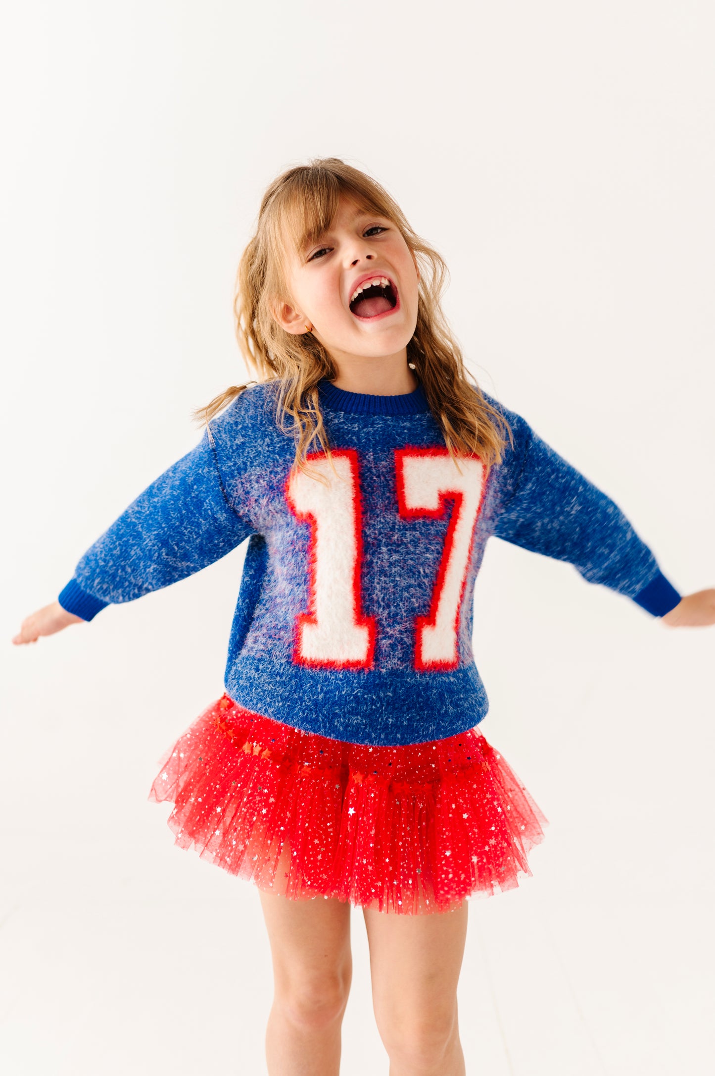 Fuzzy 17 jersey sweater