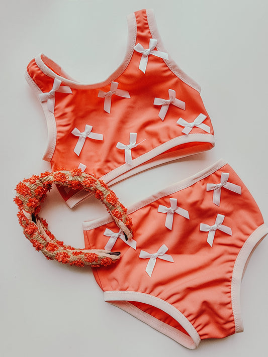Bright Coral Bow Bikini swimsuit