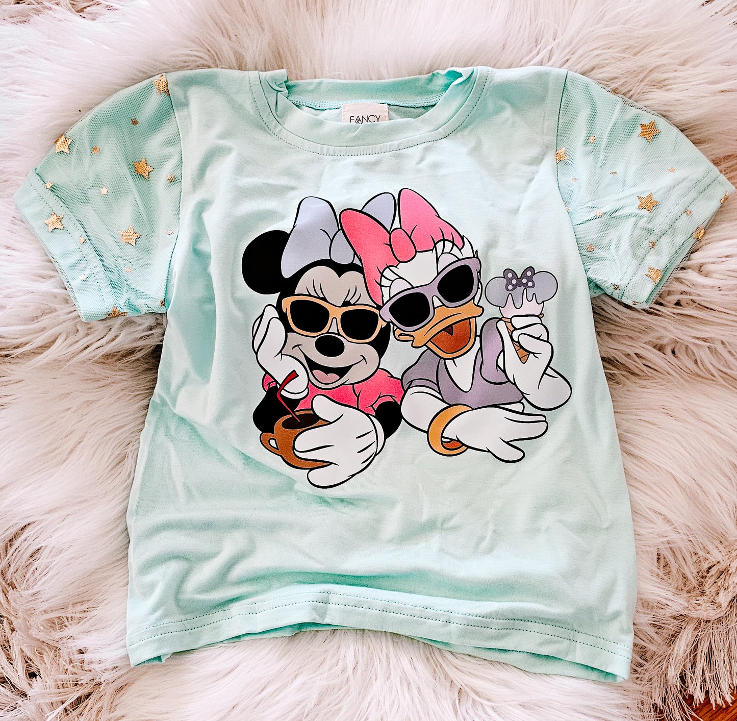 Mint & gold star tee