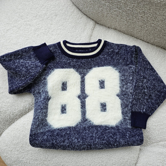 Fuzzy 88 jersey sweater
