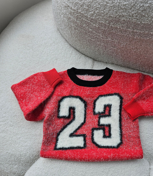 Fuzzy 23 jersey sweater