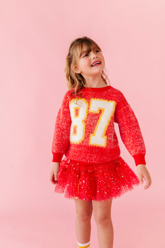 Fuzzy 87 jersey sweater