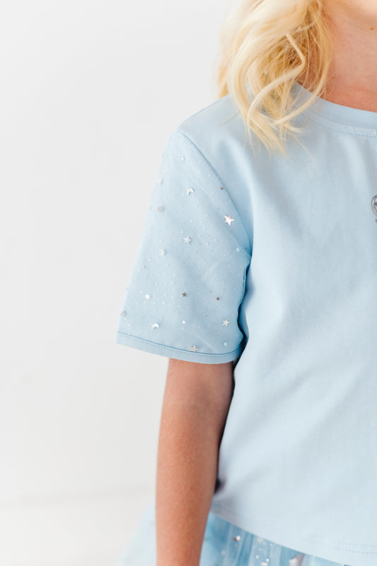 Baby Blue & Silver star tee