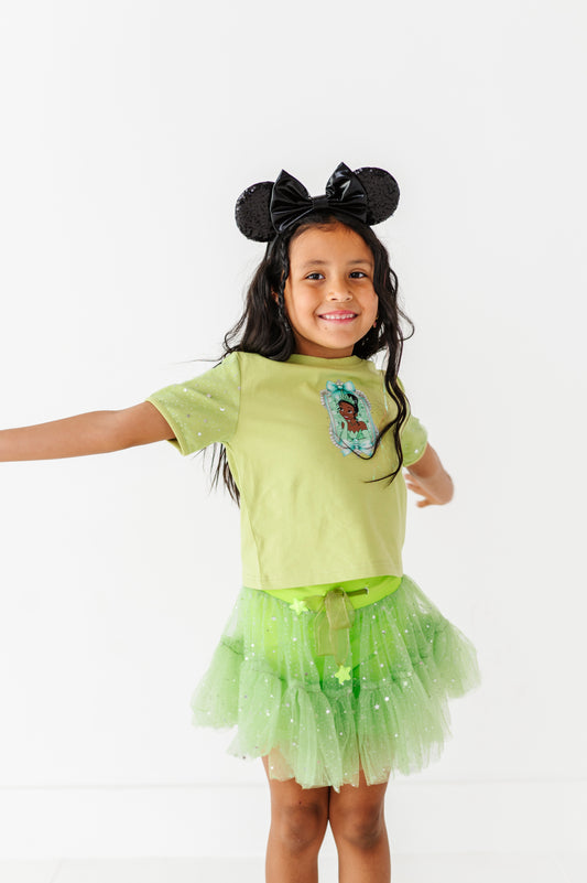 Lime Green & Silver star tee