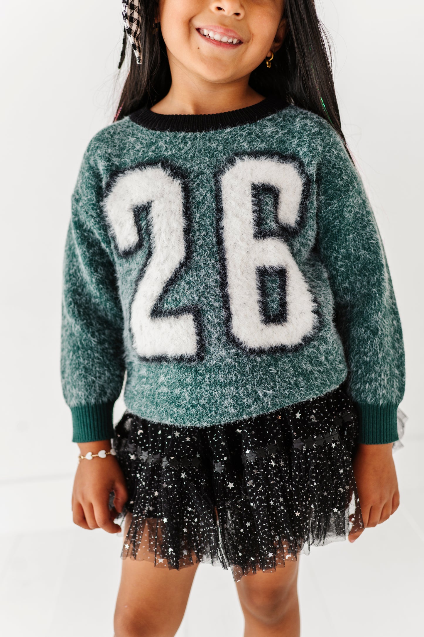 Fuzzy 26 jersey sweater