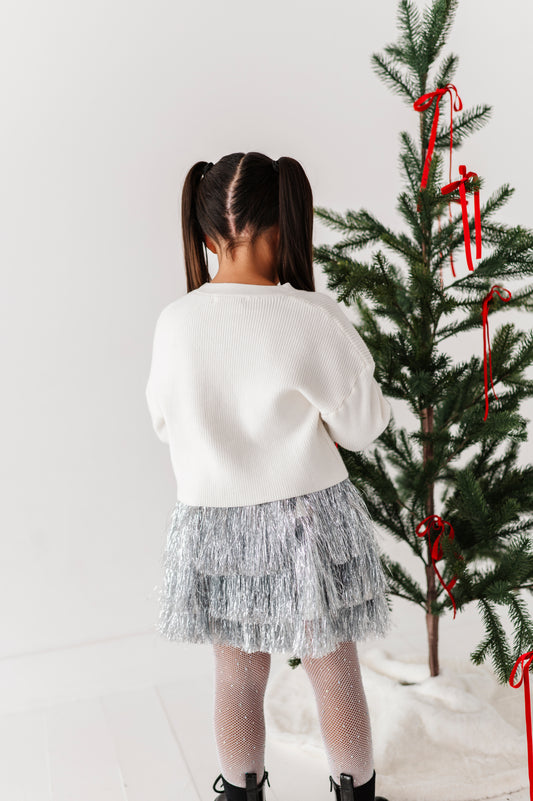 Silver fringe tinsel skirt