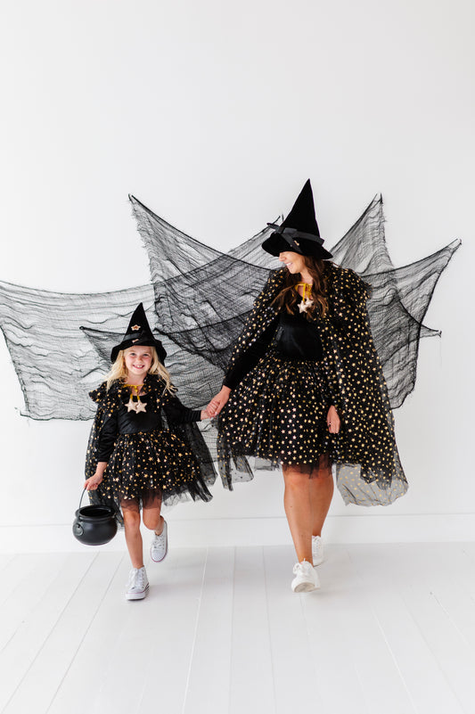 Womens Black whimsical witch
