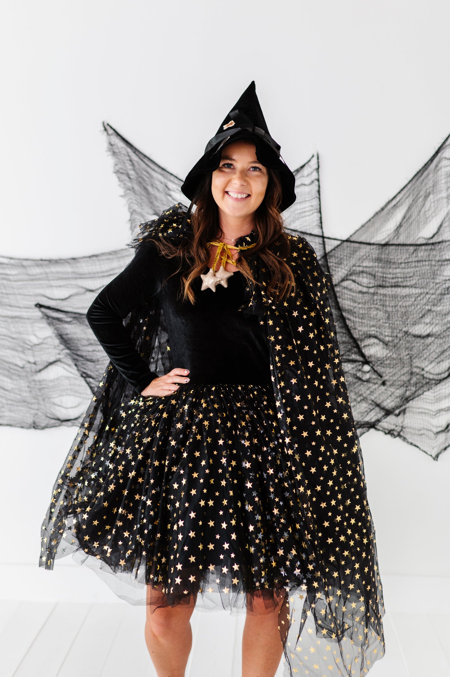Womens Black whimsical witch