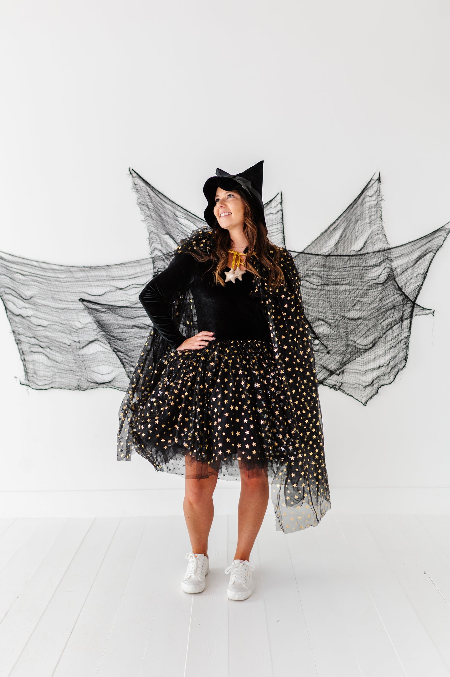 Womens Black whimsical witch