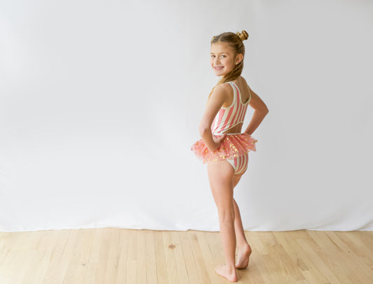 Foral stripes swimsuit