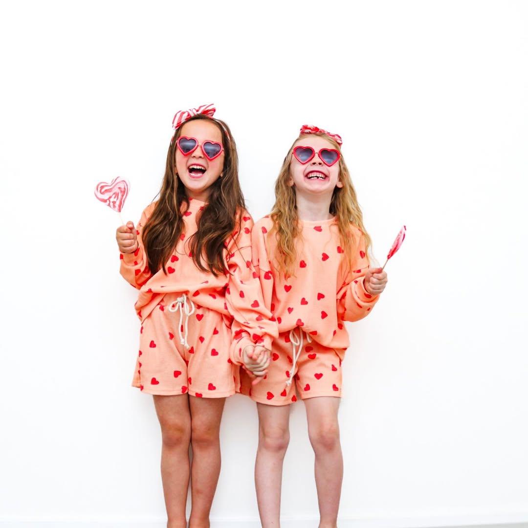 Red hearts- Waffle Lounge Set