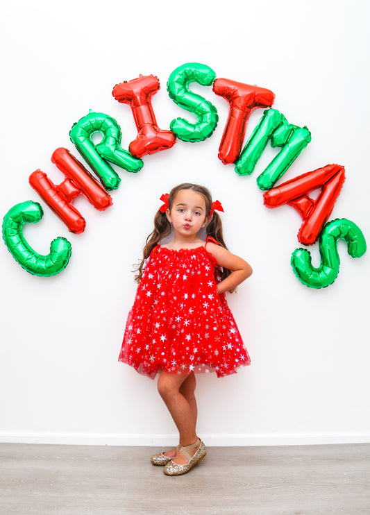 Red snow flake & star dress