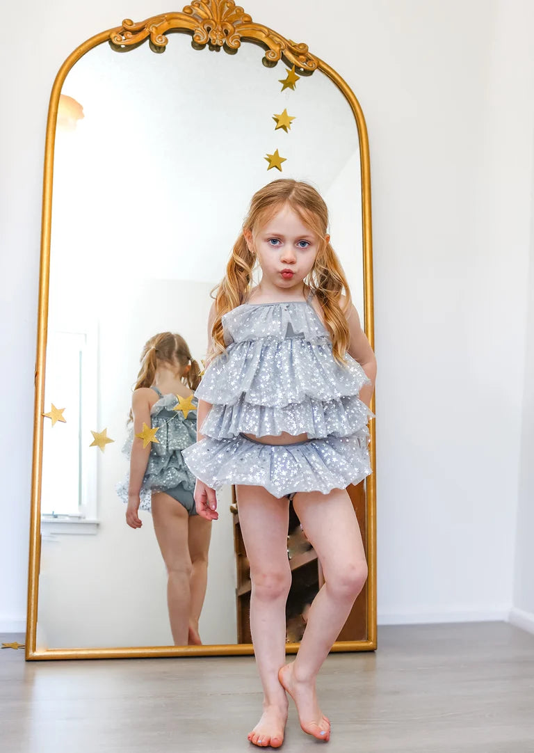 silver star ruffle bikini