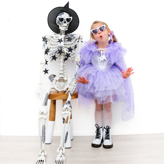 Purple whimsical skeleton