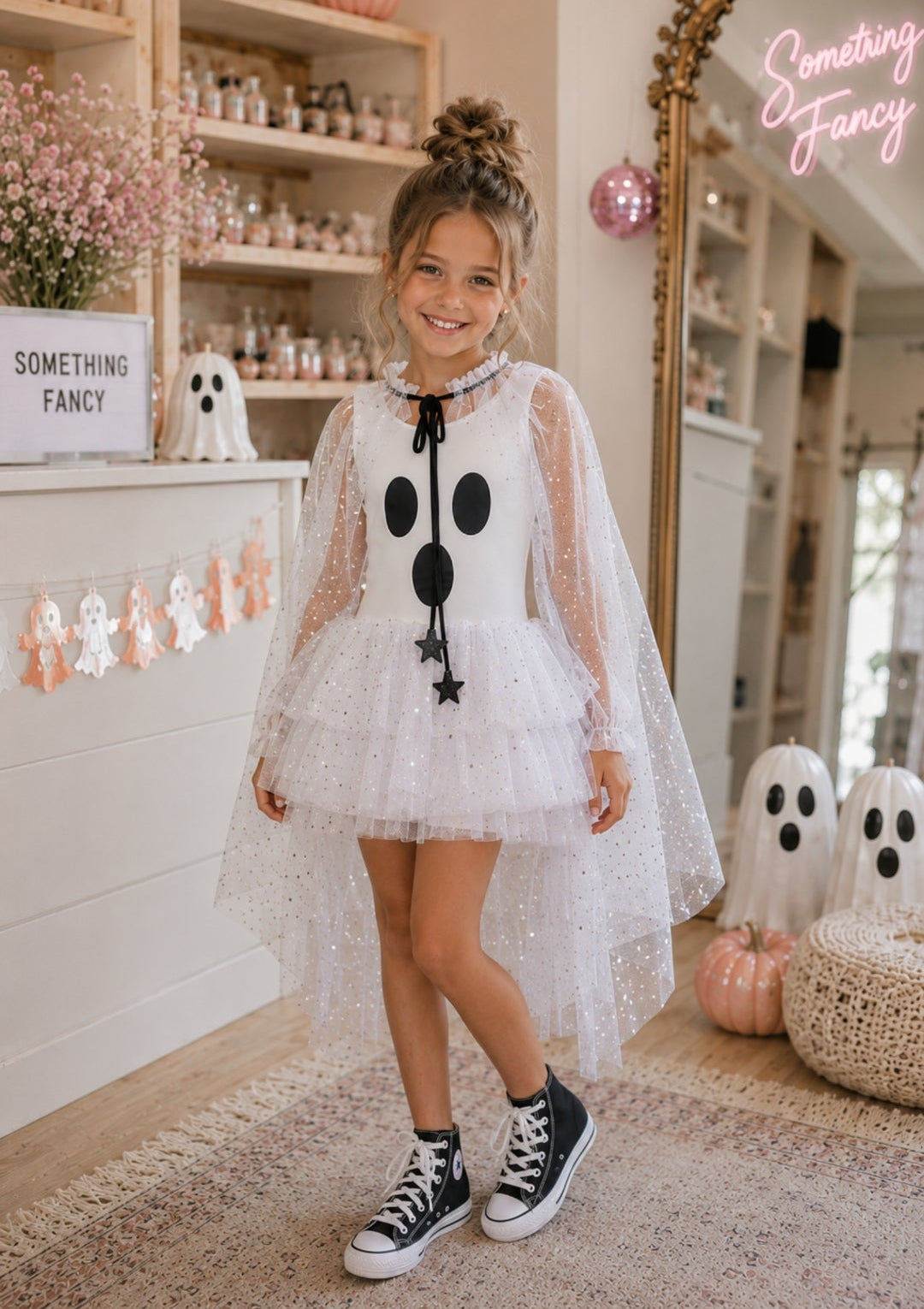 Sleevless fancy ghost romper costume