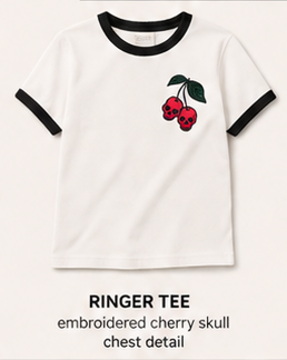 Cherry skull ringer tee