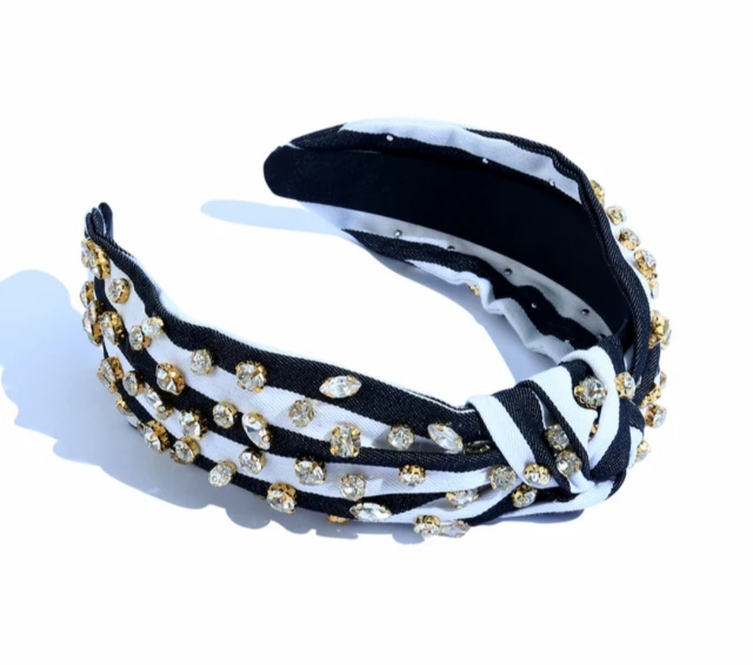 Black & white gem headband