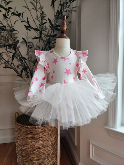 Cream tutu with pink stars