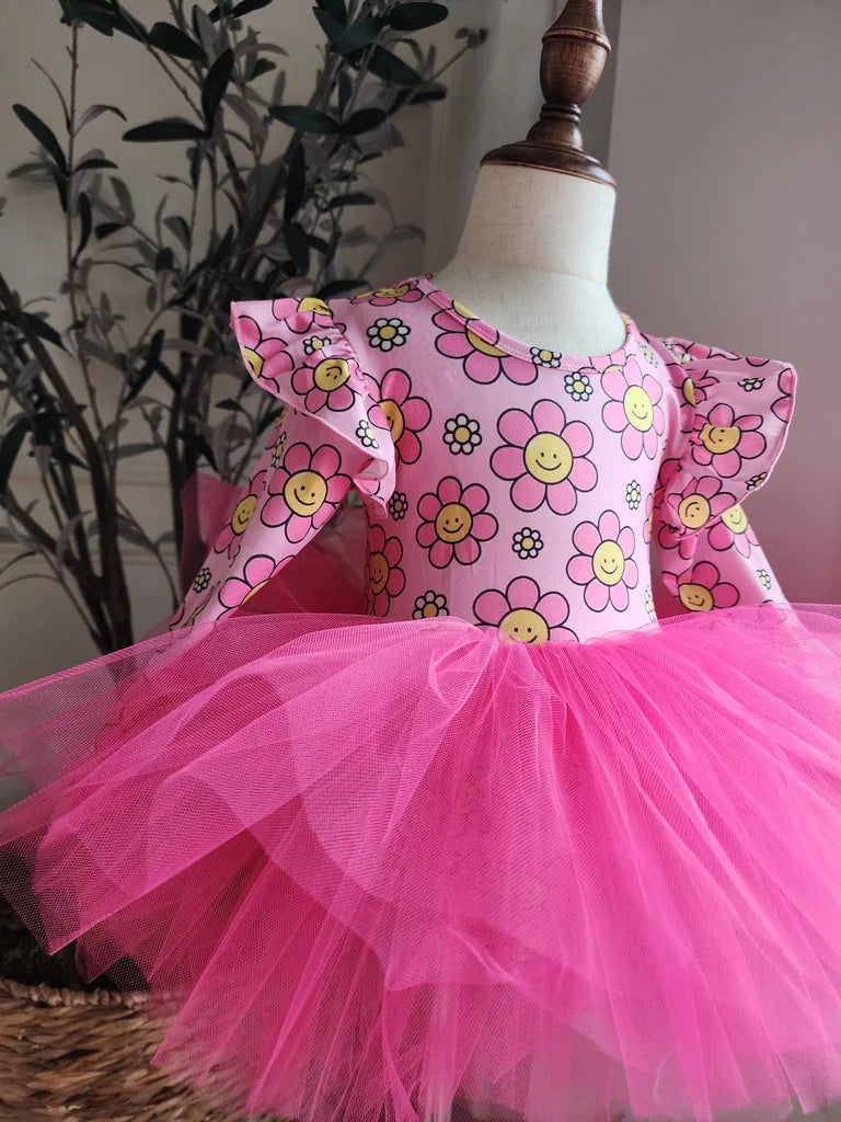 Hot Pink with Flowers Tutu