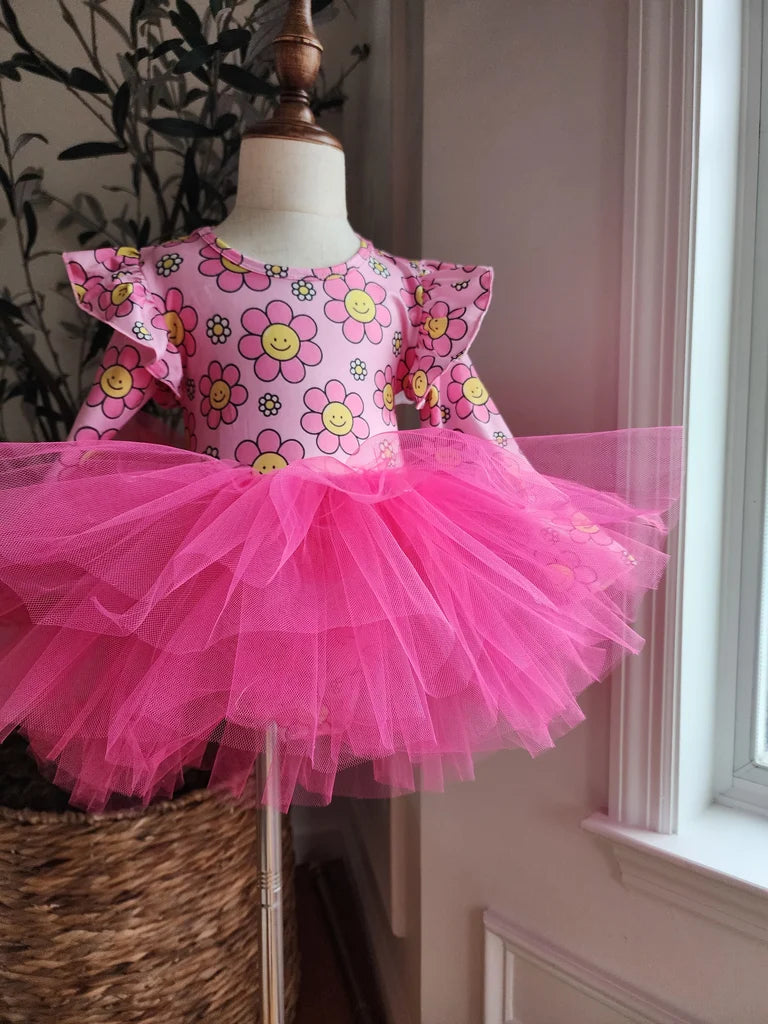 Hot Pink with Flowers Tutu