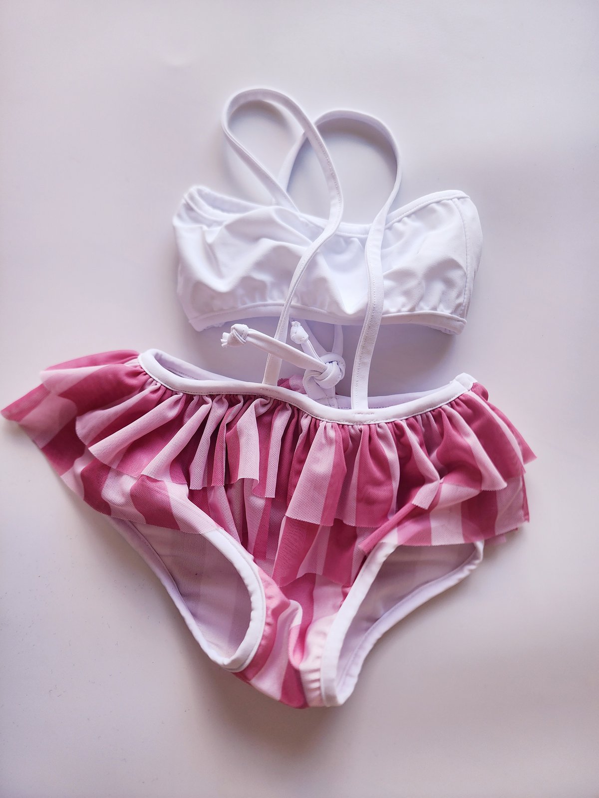 Pink stripe suspender swim