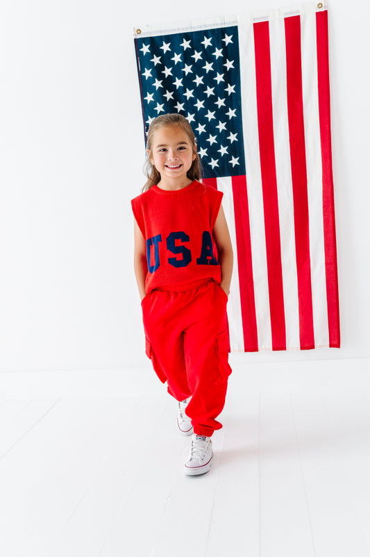 Red cargo pant