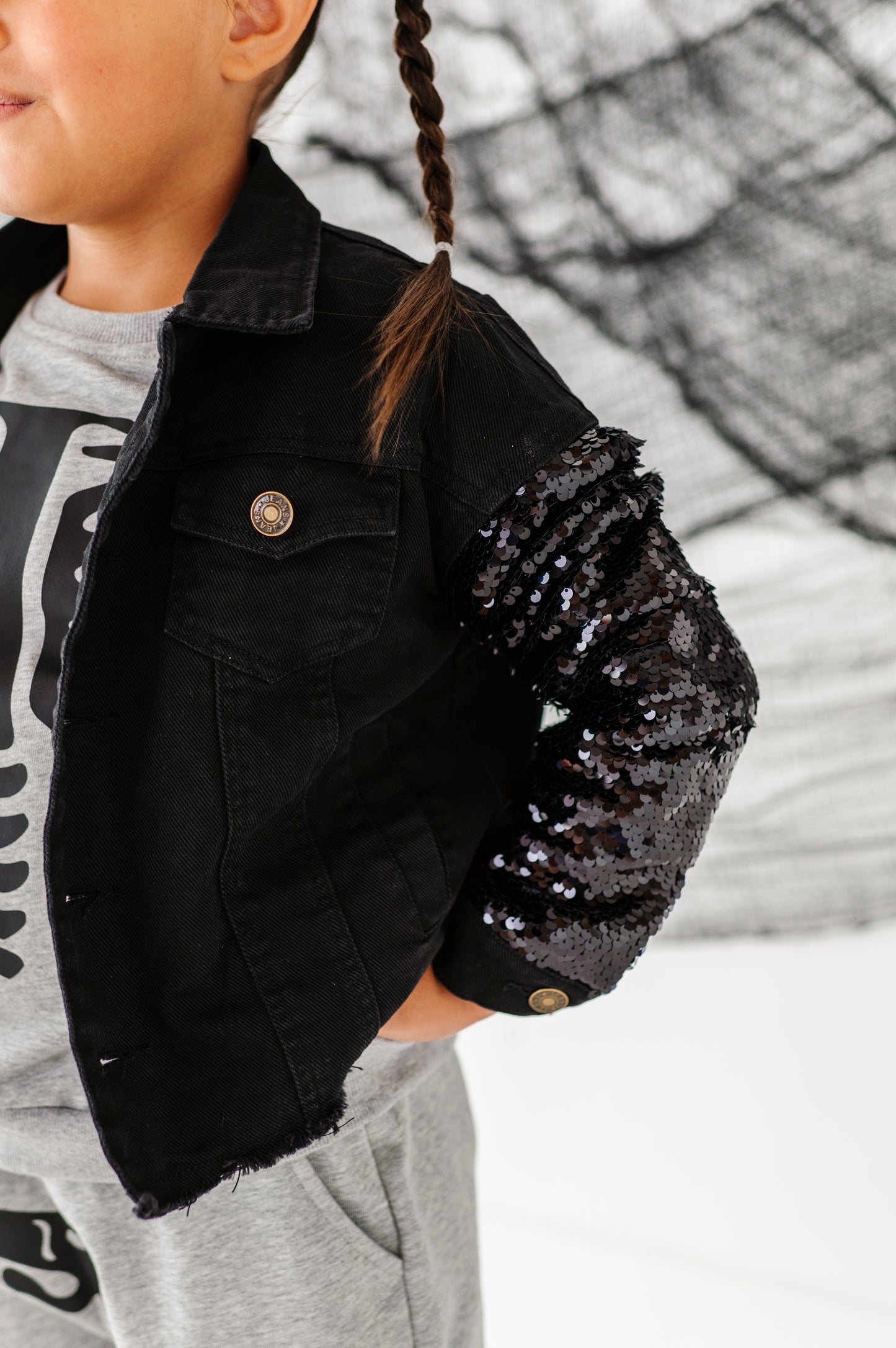 Black Denim Skull Jacket