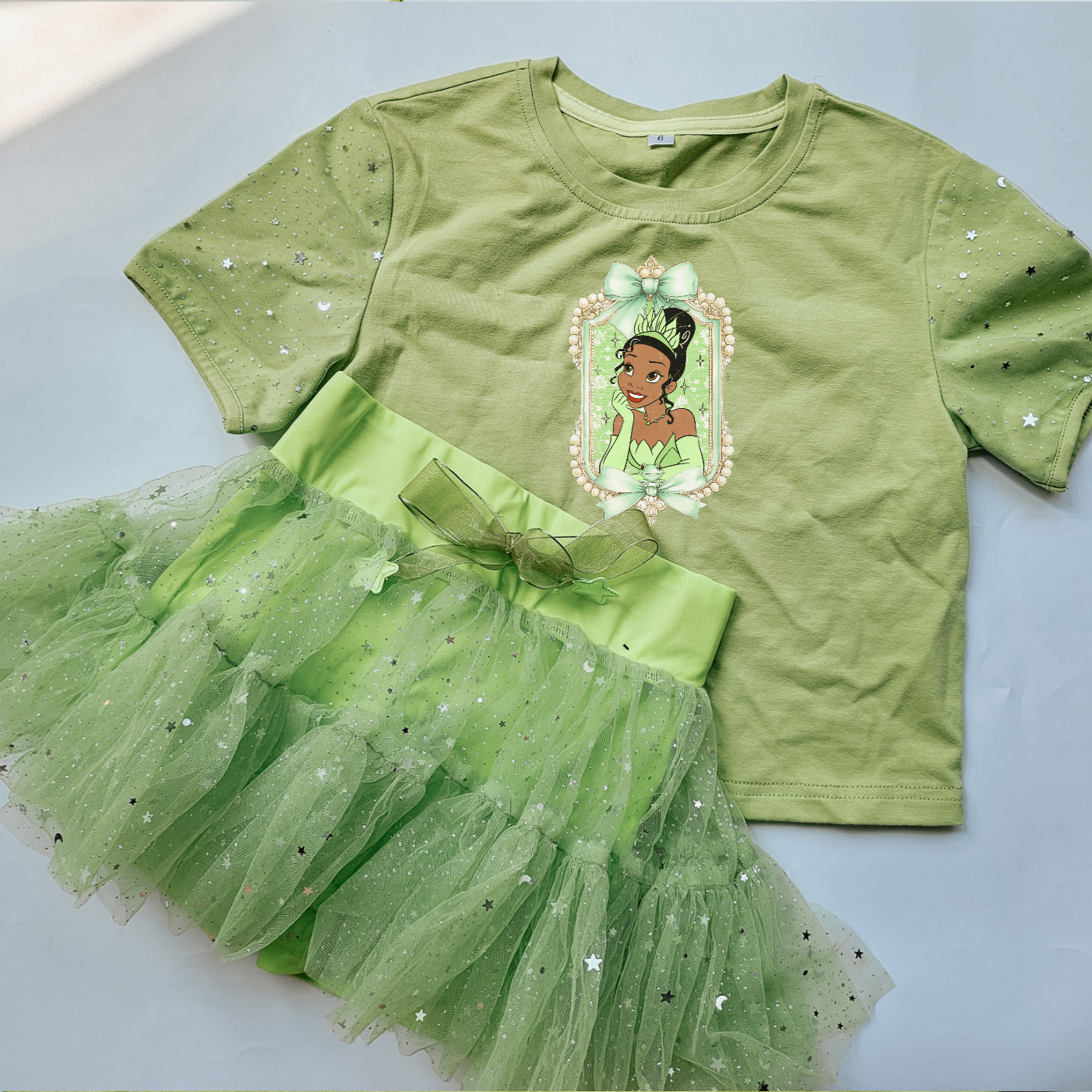 Lime Green & Silver star tee