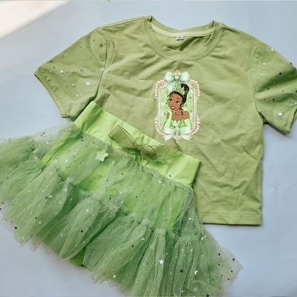 Lime Green & Silver star tee