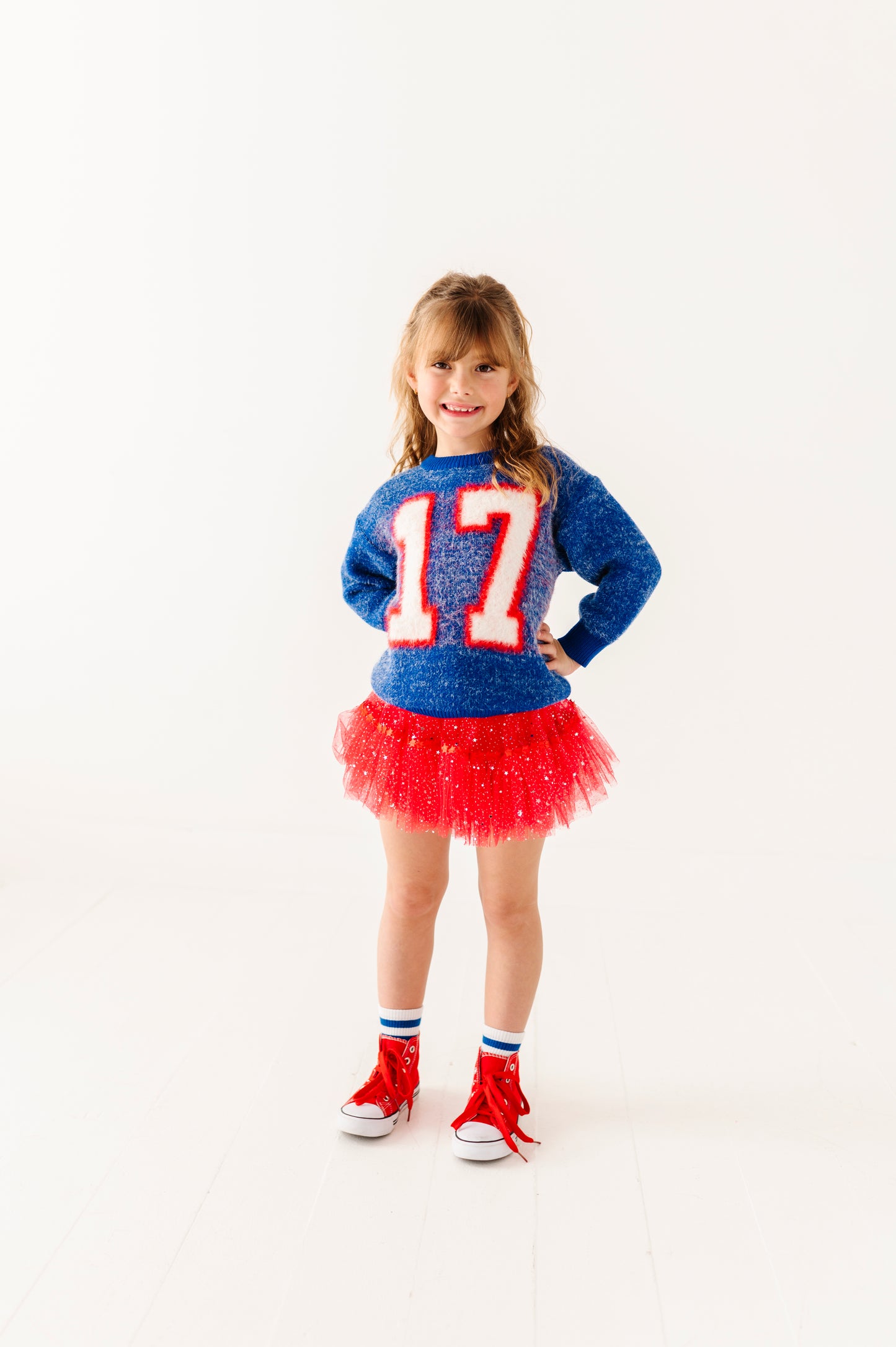 Fuzzy 17 jersey sweater