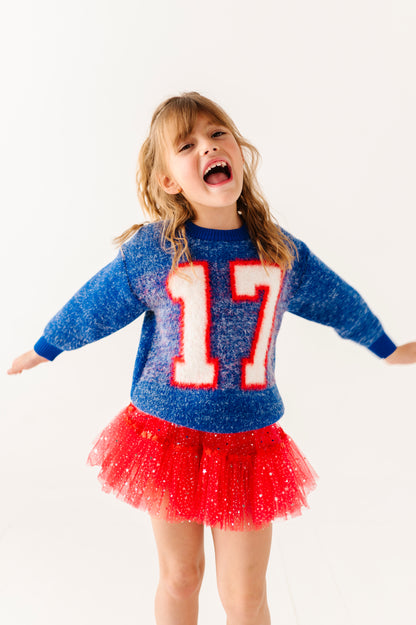 Fuzzy 17 jersey sweater