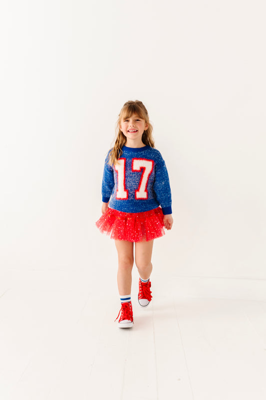 Fuzzy 17 jersey sweater