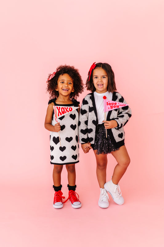 Fuzzy heart cardigan