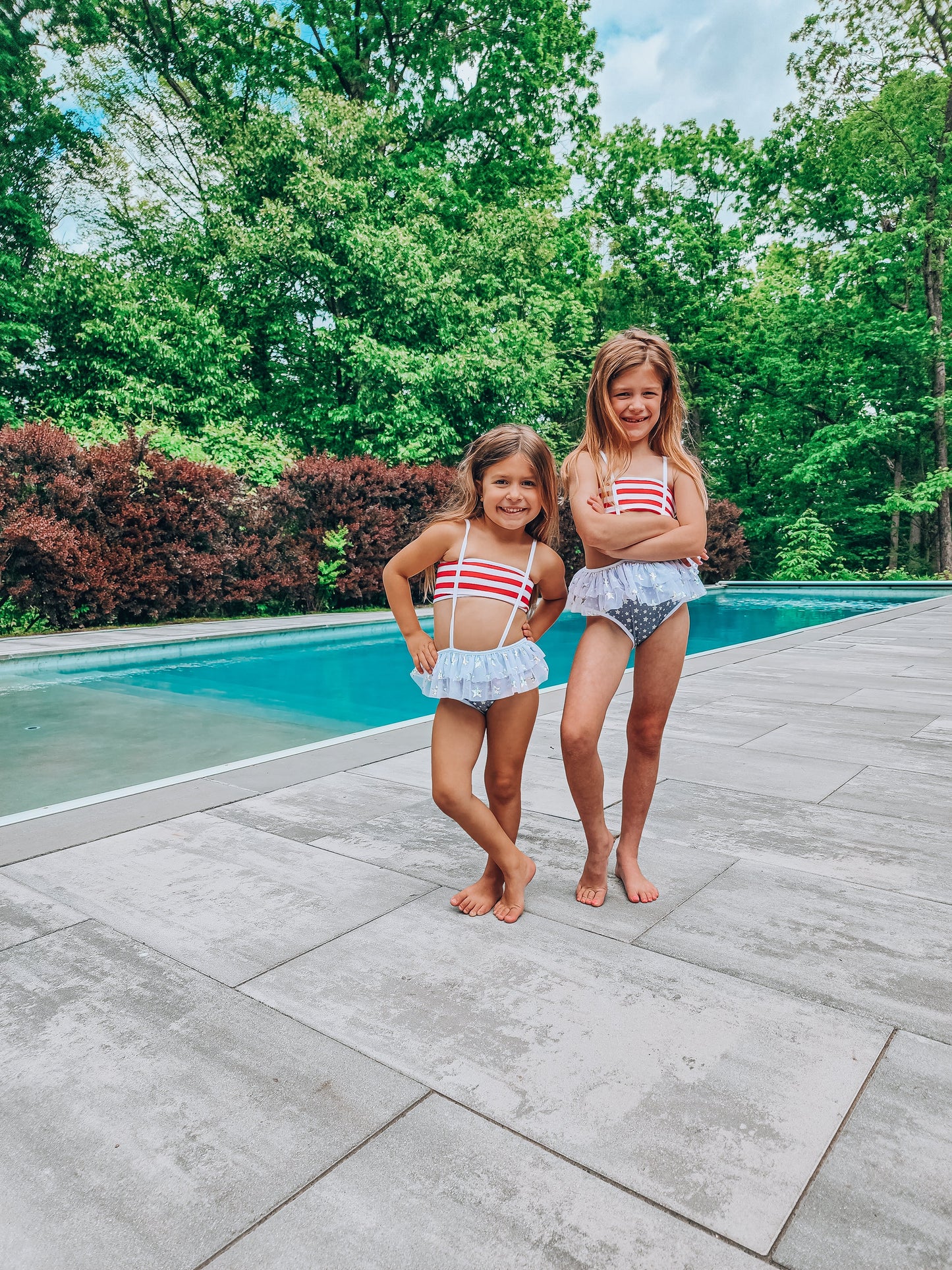 Star spangled suspender swimsuit