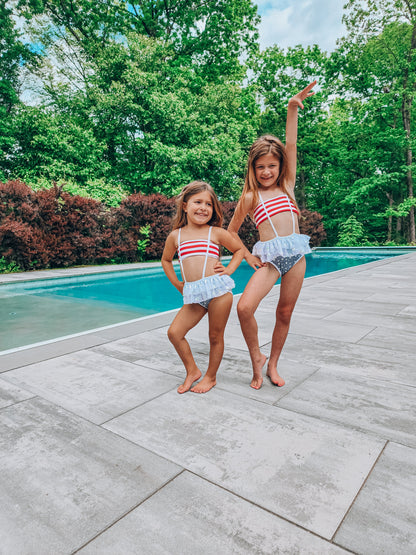 Star spangled suspender swimsuit