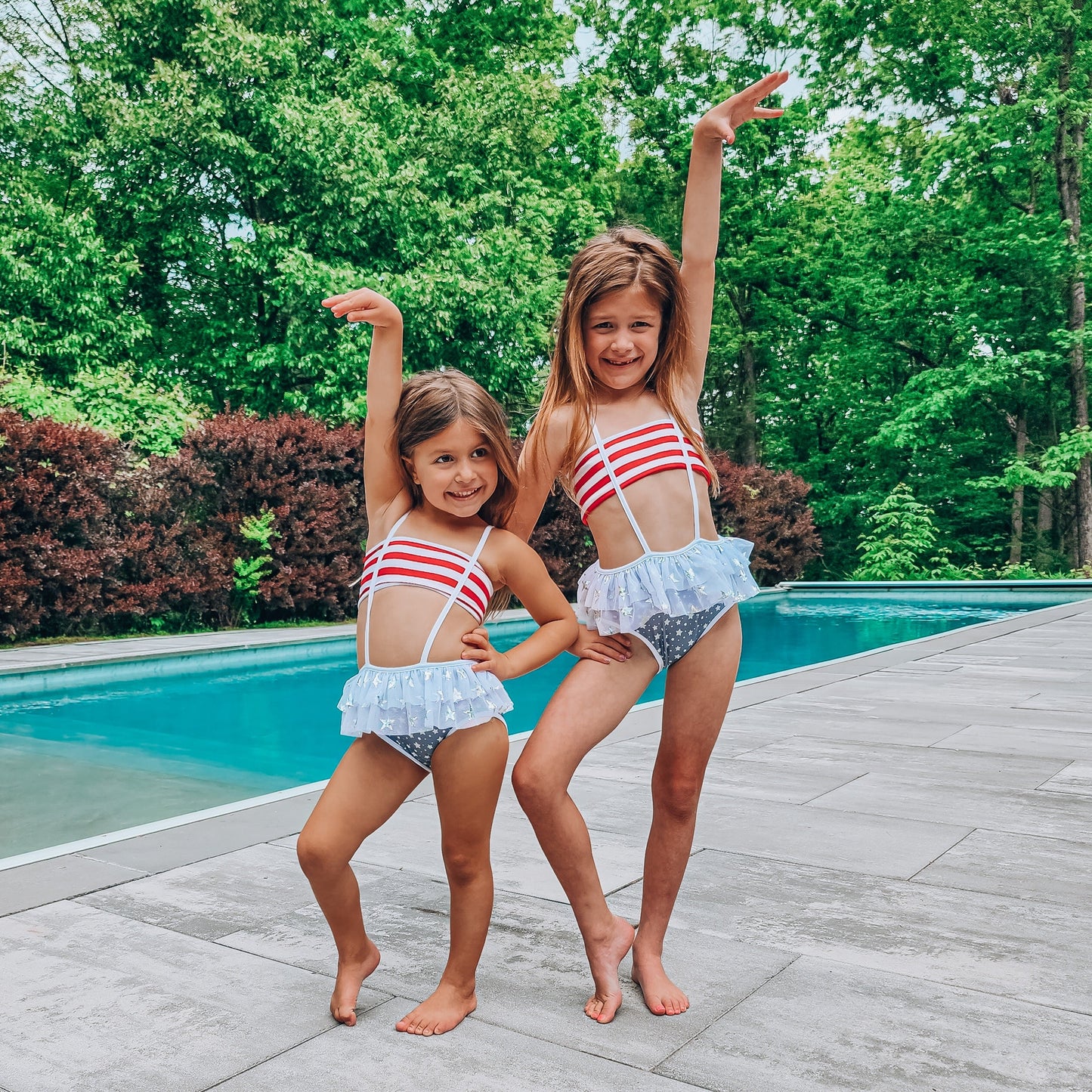 Star spangled suspender swimsuit