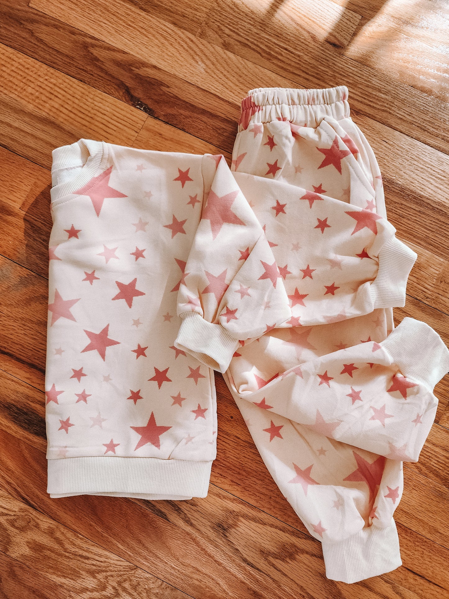 (RESTOCK!!!)Cream & Pink Stars - Lounge Set