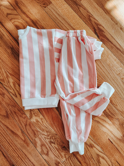 (RESTOCK) Pink & White Stripe - Lounge Set