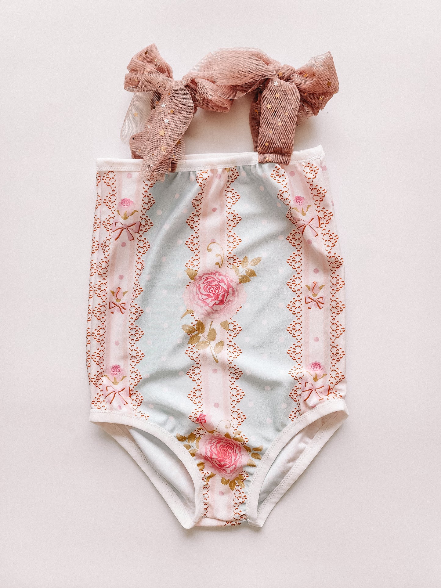 Floral One-Piece swimsuit with bow-tie straps