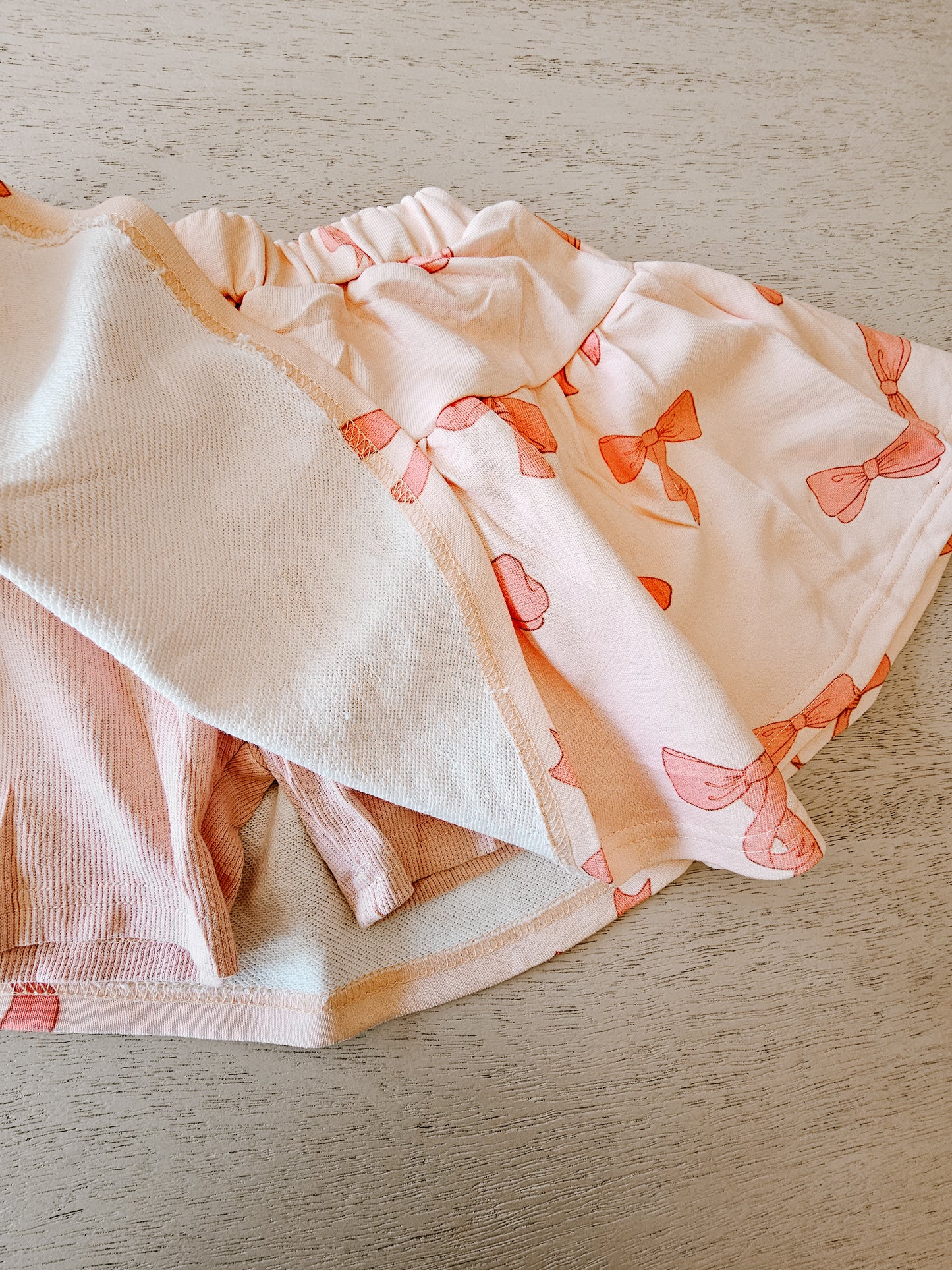 Pink Bow - french terry skort set