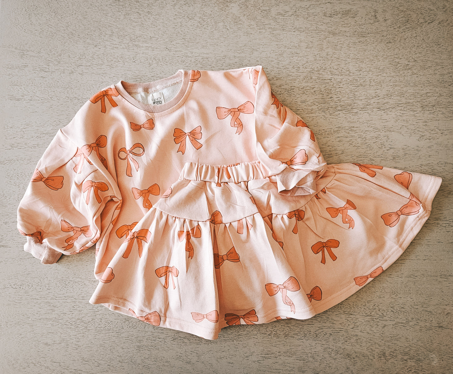 Pink Bow - french terry skort set