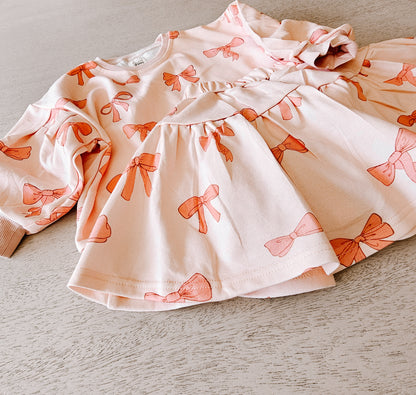 Pink Bow - french terry skort set