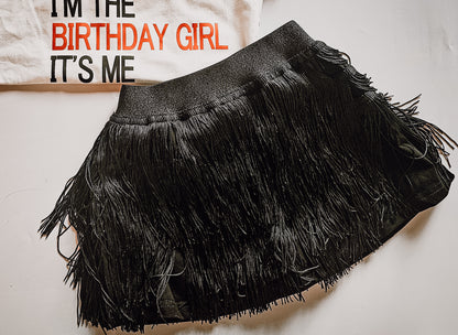 Black fringe skirt