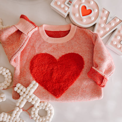 Fuzzy heart sweater