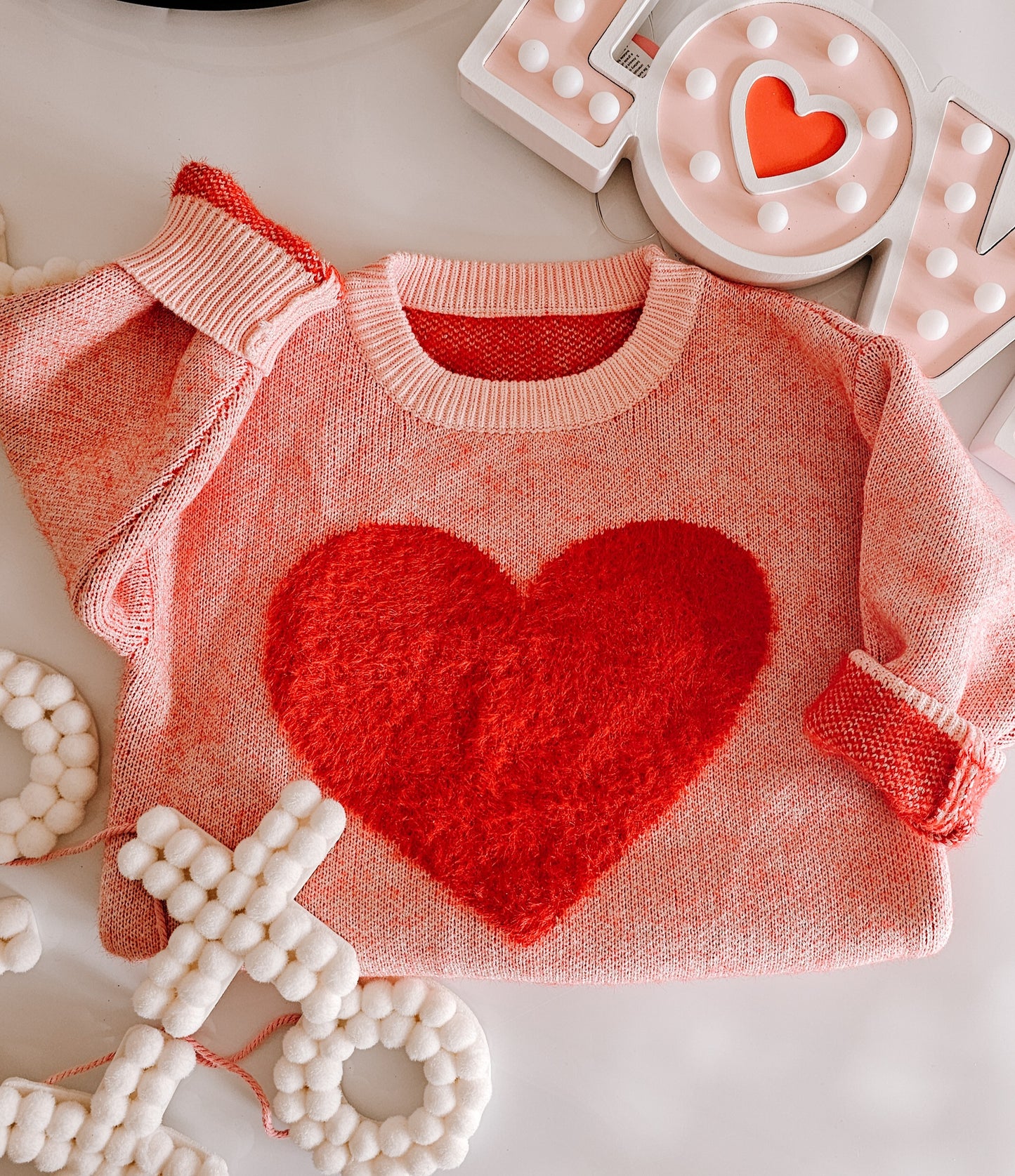 Fuzzy heart sweater