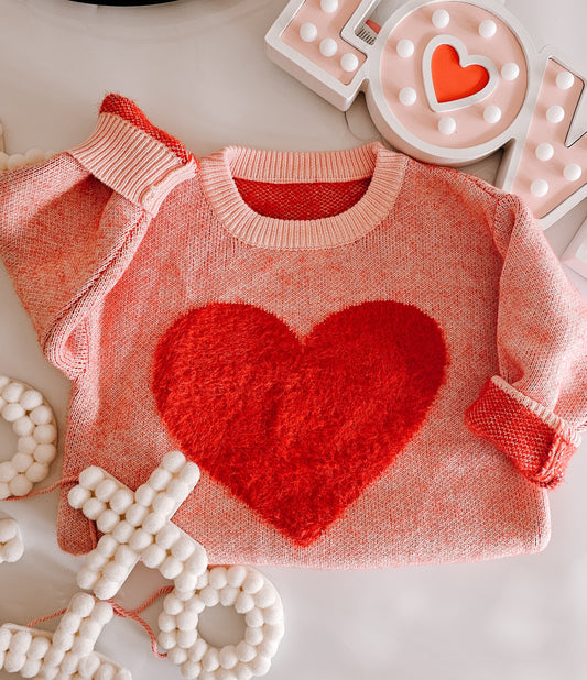 Fuzzy heart sweater