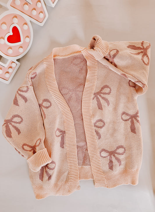 Knit bow cardigan